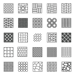 Sticker - Home paving icons set. Outline set of home paving vector icons for web design isolated on white background