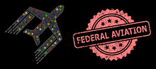 Textured Federal Aviation Stamp And Network Aviation With Lightspots