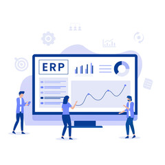 Wall Mural - ERP Enterprise resource planning illustration concept,  productivity and company enhancement. Illustration for websites, landing pages, mobile applications, posters and banners.