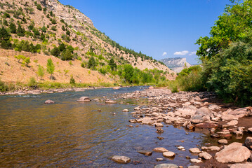 Animas river in Durango area, Colorado, in summer season