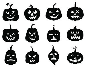 Canvas Print - Vector illustrations of Halloween funny horror pumpkin set