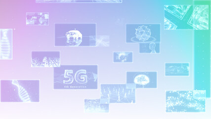 Wall Mural - Digital Network Technology AI 5G data communication concepts 3D illustration Background