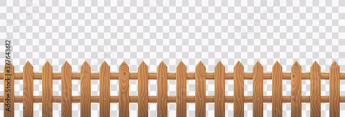 Cuadros en Lienzo Wooden picket fence isolated on transparent background