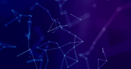 Wall Mural - abstract geometric plexus background in blue and purple connecting dots for tech.