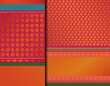 © Krishna - Indian Pattu Sari Vector pattern set. Traditional handmade Indian silk sari /saree with golden details, woman wear on festival, ceremony, and weddings.