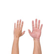 © SEVENNINE_79 - A white male hand gesture showing a finger count on a white background. clipping path.