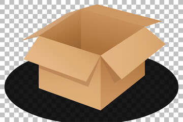 Poster - Cardboard box opened isolated cartoon style