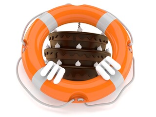 Canvas Print - Cake character inside life buoy