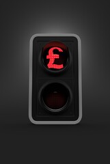 Wall Mural - Red pound currency symbol inside traffic light