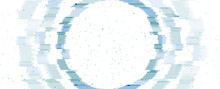 Blue Glitch Laser Neon Circle Abstract Background. Retro Futuristic 80s - 90s Vector Design