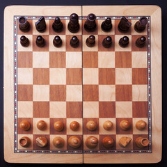 Wall Mural - A game of chess, the beginning of a chess game two sides opposite each other.