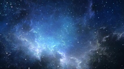 Wall Mural - Camera flying through the clouds and star field in outer space.