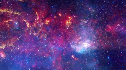 Wall Mural - Camera flying through the clouds and star field in outer space.