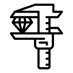 Sticker - Diamond caliper icon. Outline diamond caliper vector icon for web design isolated on white background