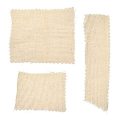square, rectangular long pieces of canvas, cut burlap fabric, patch for clothes, dry garbage, scraps