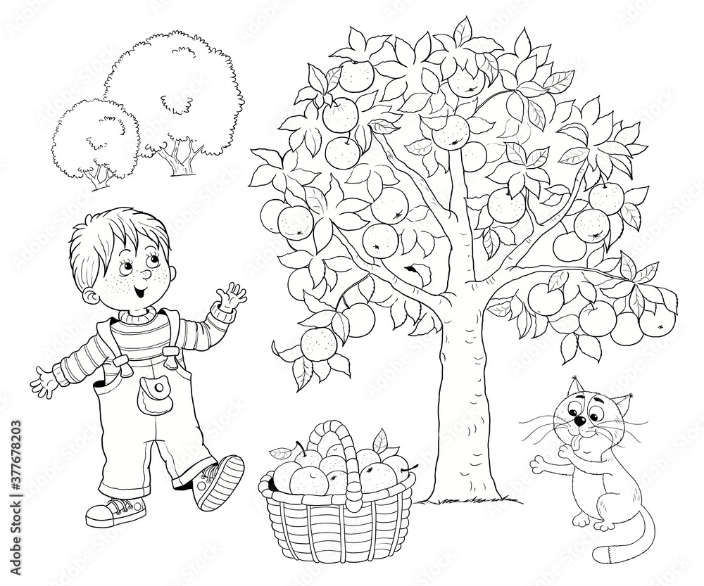Fall Color Pages Character Autumn. Fall. Coloring page. Coloring book. Illustration for children ...