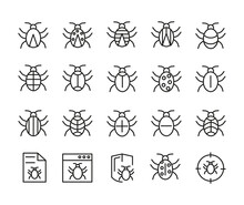 Set Of Outline Vector Icons Related Bug, Insect. For App, UI, Web. Modern Style, Premium Quality.