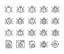 Set Of Outline Vector Icons Related Bug, Insect. For App, UI, Web. Modern Style, Premium Quality.
