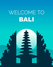 Bali Poster Template For Travel With Illustration Vector