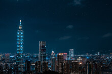 Taipei City And Taipei 101 At Night 