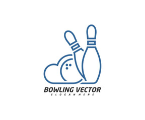 Wall Mural - Bowling with Cloud logo template design vector, Illustration, Creative symbol, Icon