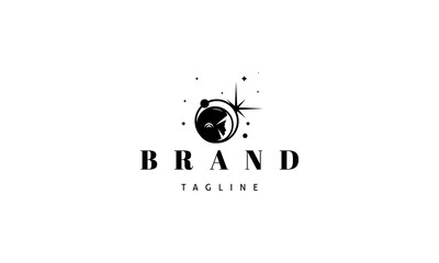 Wall Mural - vector logo on which the abstract image of the silhouette of an astronaut against the background of 