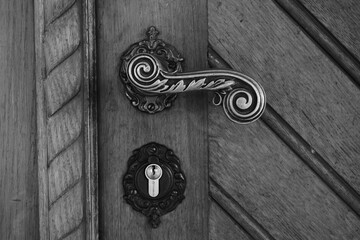 old fashion door handle in black and white