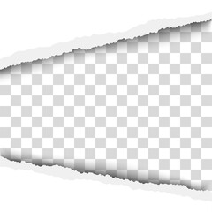 Wall Mural - Torn, snatched window with transparent background in sheet of vector white paper
