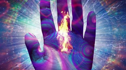 Wall Mural - Eternal fire in hand of God