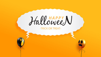 Aufkleber - Halloween ghost balloons on orange background.Happy halloween sale banner background template vector illustration.
