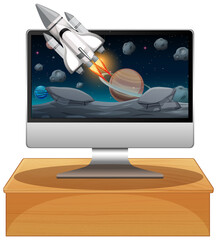 Wall Mural - Computer with space scene