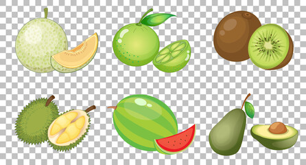  Set of different fruits isolated