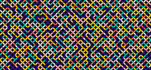 Wall Mural - geometric circles round flower pattern seamless colorful on black background