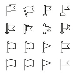 Sticker - Set of flag icons in modern thin line style.