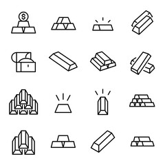 Poster - Big set of gold line icons.