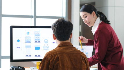 Wall Mural - website designer, creative planning phone app development template layout framework wireframe design