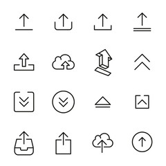 Sticker - Stroke line icons set of upload.