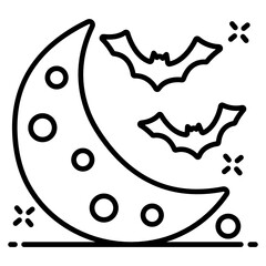 Sticker - 
Halloween moon, trendy icon design of halloween night 
