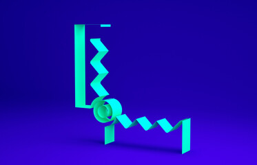 Poster - Green Trap hunting icon isolated on blue background. Minimalism concept. 3d illustration 3D render.