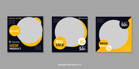 Wall Mural - Editable Sosial media template sale background ,sale banner for web, poster design template, vector illustration eps.10