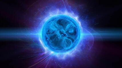 a smoking bright blue ball of energy in black background - graphics