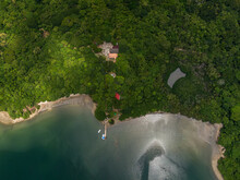 Beautiful Aerial Cinematic View Of The San Lucas Island  National Park In Costa Rica