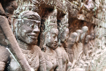 Sticker - Bas-relief on the Hidden Wall of Terrace of the Leper King, Angkor Wat, Cambodia