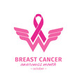 Breast cancer awareness design with Pink ribbon. Wonder Women Cancer Survivor. Pink ribbon logo for awareness campaigns, support and charity. Vector flat design isolated on white background