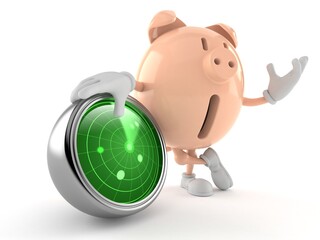 Sticker - Piggy bank character with radar