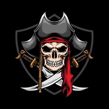 Skull Pirate With Crossed Sword Vector