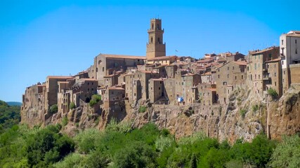 Wall Mural - Pitigliano, Tuscany perched on tuff cliff, Old Town and alleys. Splendid town in the Tufo Area, in the heart of Tuscan Maremma, Pitigliano perched on tuff cliff one of most beautiful villages in Italy