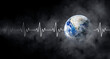 Ecology and Healthcare Concept : Blue planet earth with white pulse line and smoke in black background. (Elements of this image furnished by NASA.)