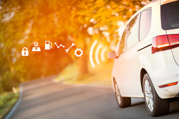 Wall Mural - Intelligent car send wireless data on-line about car