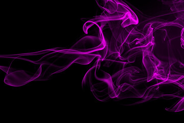 Wall Mural - Purple smoke abstract on black background, darkness concept